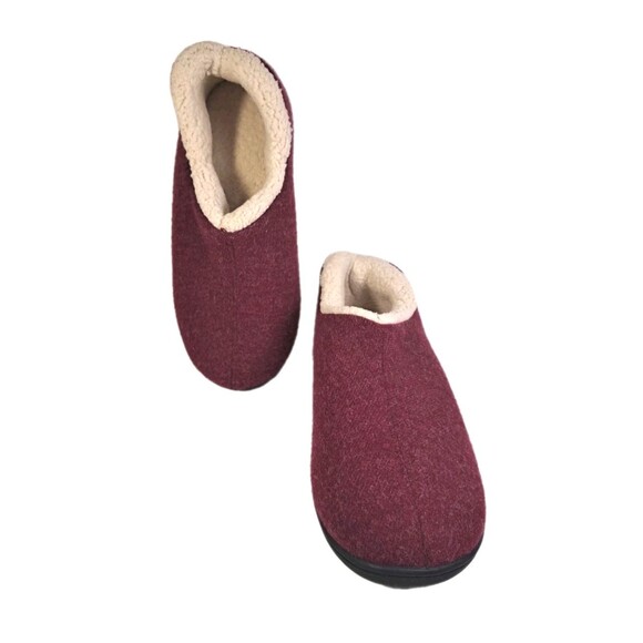 Shoes - Ultra Ideas Womens Bootie Slippers Memory Foam Burgundy Size 9 Sherpa Lining EUC